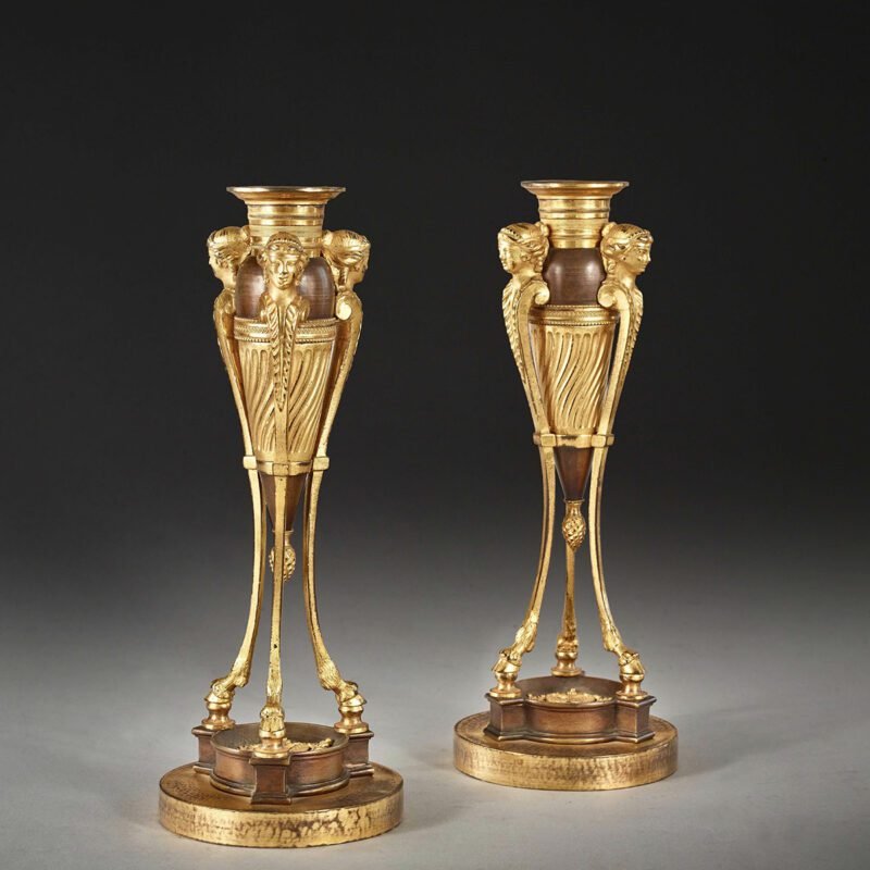 Pair of tripod candlestick Etruscan like