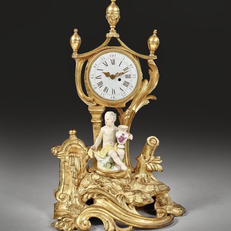 Watch-holder trinket supporting a figure in Meissen porcelain