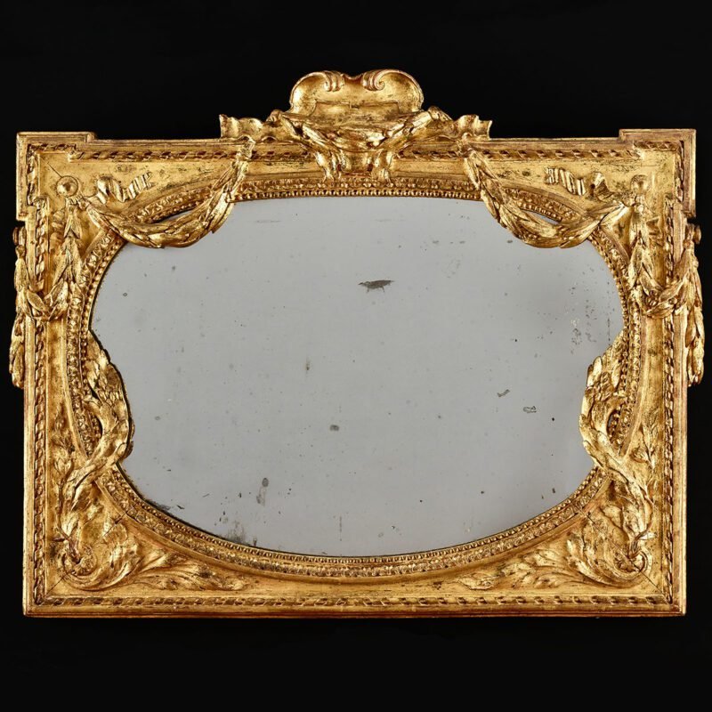 Oval frame mirror with rectangular framework