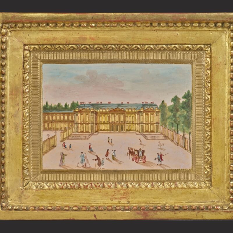 TABLEAU EN COMPIGNÉ REPRÉSENTANT LA COUR D’HONNEUR DU CHÂTEAU DE CHOISY